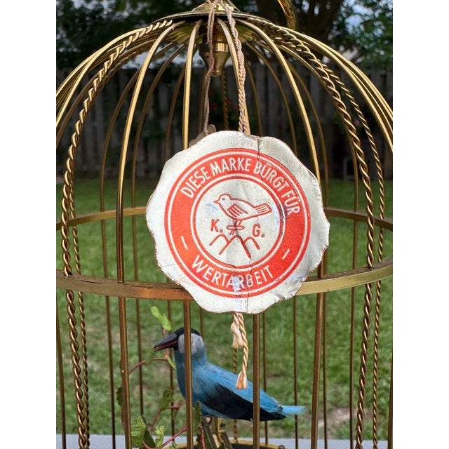1950s Karl Griesbaum Made in Germany Mechanical Singing Bird Cage Automaton - New in Box For Sale - Image 9 of 17