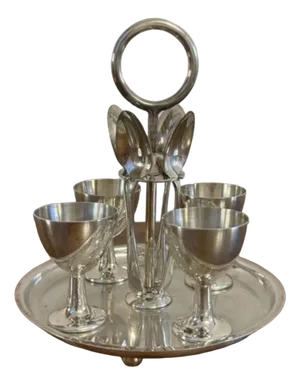 Edwardian Silver Plated Egg Cruet Set, 1900s, Set of 4