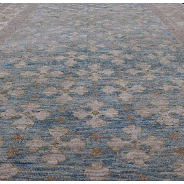 Sky Blue Keivan Woven Arts Khotan Design Gallery Rug, Wool, Afghan, 8'3 X 15'2 For Sale - Image 8 of 15