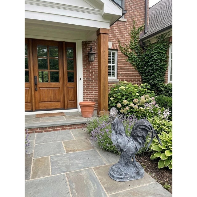 Charcoal Vintage Rustic Cast Iron Rooster Garden Statuary For Sale - Image 8 of 11