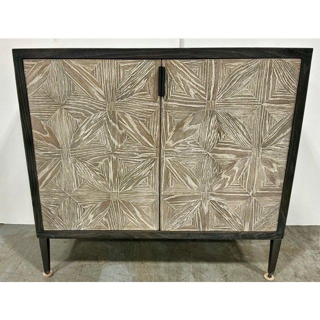 2020s Modern Farmhouse Taupe Wood Two Door Cabinet For Sale - Image 5 of 7
