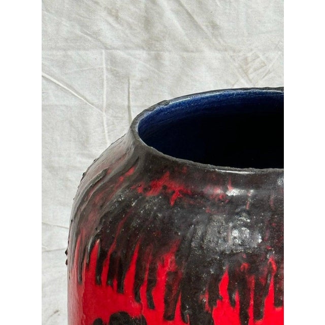 1960s Red Fat Lava Horses Vase by Scheurich, Western Germany, 1960s For Sale - Image 5 of 12