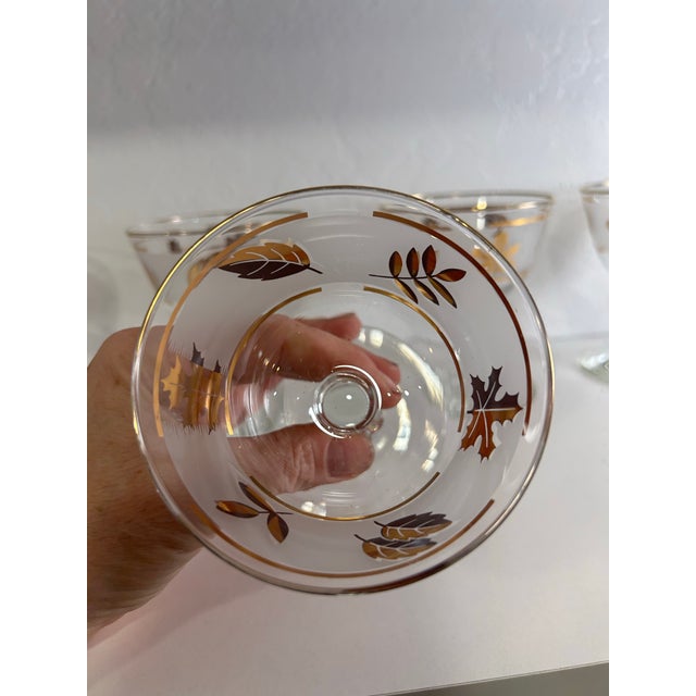 1950s 1950s Set of 5 Libbey Glass Golden Foliage Champagne Coupes or Dessert Glasses For Sale - Image 5 of 10