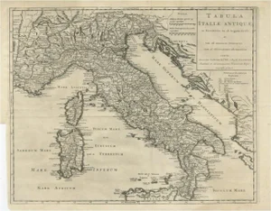 Antique Engraved Map of Italy in Roman Times, 1730