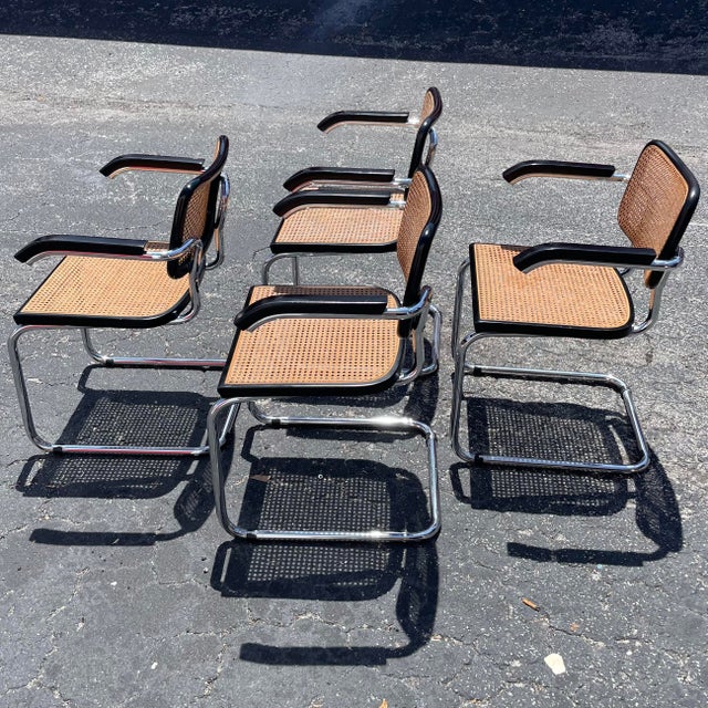 1970s 1970s MCM Italian Cesca Cantilever Armchairs (4) For Sale - Image 5 of 12
