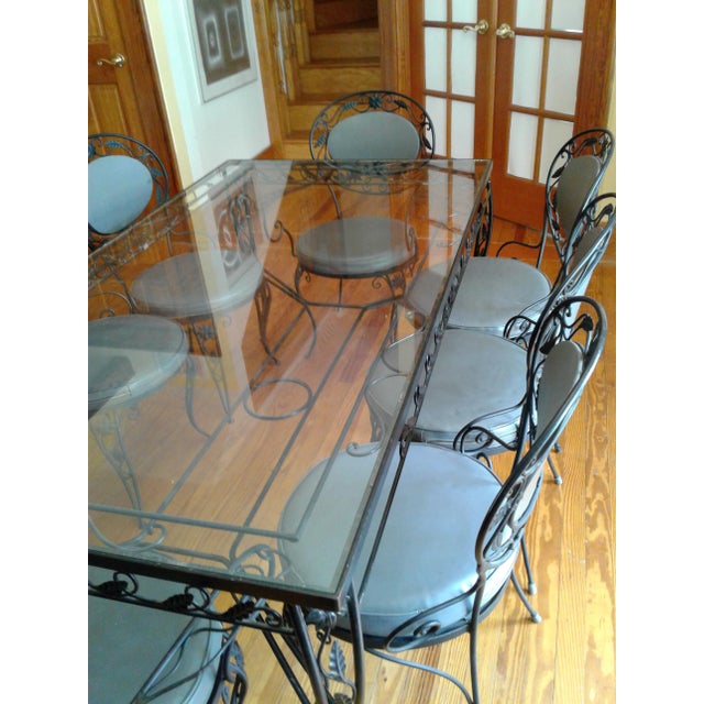 Wrought Iron and Glass Dining Room Set Chairish