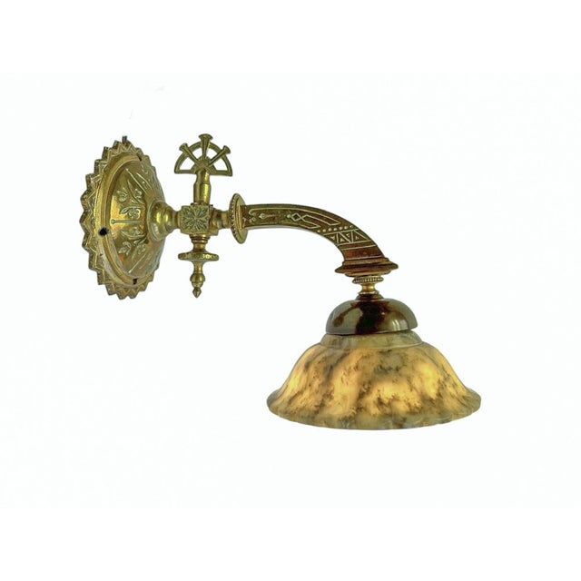 Vintage Wall Light in Bronze and Marble, 1920s For Sale - Image 4 of 9