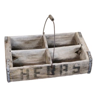 1940s Rustic Herb Wood Crate With a Handle For Sale