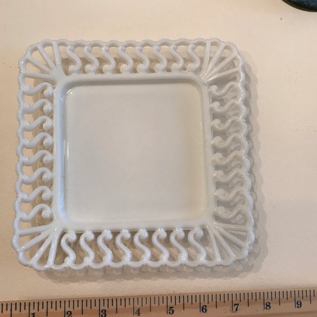 Glass Antique Atterbury Pressed Milk Glass Plate For Sale - Image 7 of 7