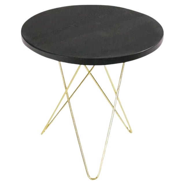 Black Slate and Brass Tall Mini O Table by OxDenmarq For Sale