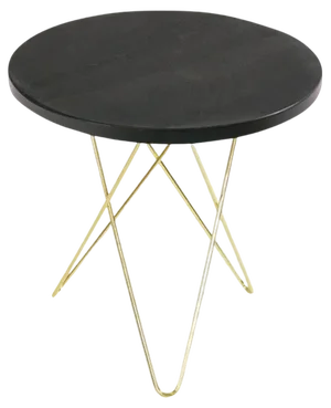 Black Slate and Brass Tall Mini O Table by OxDenmarq