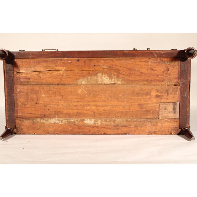 Louis XVI Brass Mounted Mahogany Chest of Drawers With Carrara Marble Top For Sale - Image 14 of 14