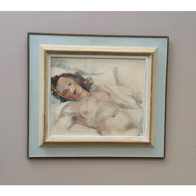 Erik Magnusson, Reclining Nude Woman, 1960s, Oil on Canvas, Framed For Sale - Image 4 of 17