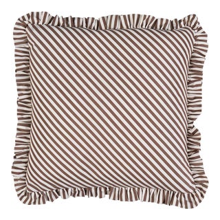 Schumacher Brigitte Stripe Pillow 22" in Brown For Sale