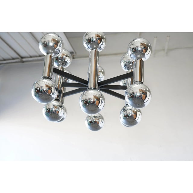 Mid-Century Modern Chrome Space Age Chandelier With 16 Lights, 1970s For Sale - Image 4 of 10