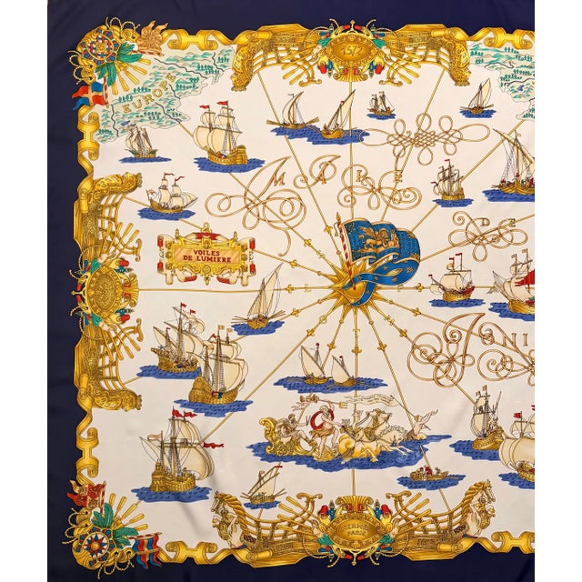 Hermès HERMÈS VOILES de LUMIÈRE Silk Scarf designed by Joachim Metz 1995 For Sale - Image 4 of 9