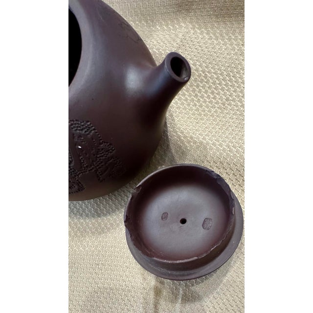 Late 20th Century Zhang Yancheng Chaozhou Zhuni Hand-Pulled Engraved Teapot For Sale - Image 10 of 10