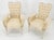 Mid 20th Century Pair Rococò Louis XVI Style Tufted Pierce Carved Backs Off White Fireside Chairs For Sale - Image 5 of 12