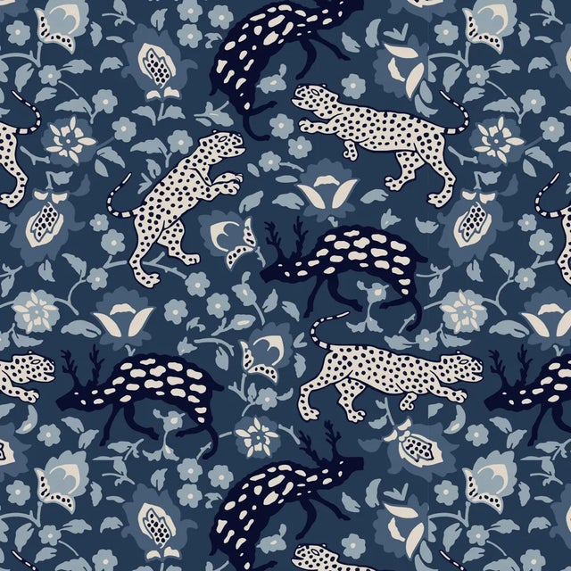 Spritely Home 20" Decorative Pillow in Blue Leopard For Sale - Image 4 of 6