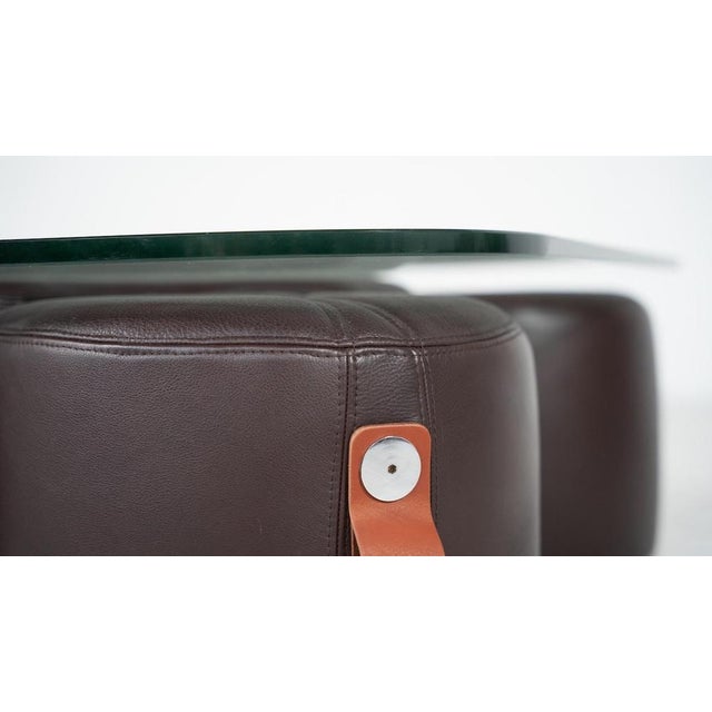Coffee Table and 4 Stools by Guido Faleschini, Leather, 1970s This piece is attributed to the mentioned designer/maker. It...