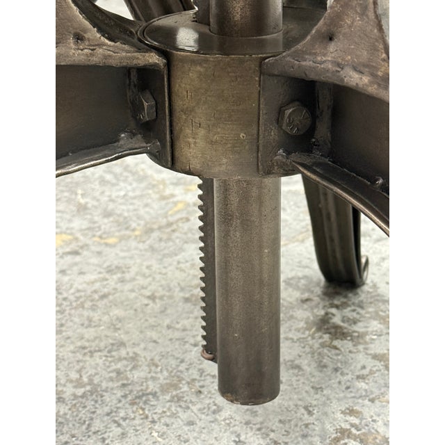 Arhaus Industrial Modern Round Metal Adjustable Weston Crank End Table For Sale - Image 9 of 12