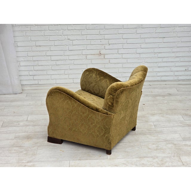 Danish Relax Chair in Furniture Velour and Oak Wood, 1950s For Sale - Image 13 of 18