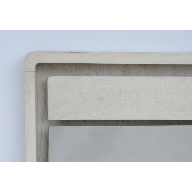 Oyster Gray Vintage C.1970's Mid-Century Modern Founder's Furniture Co. Floating Oak Mirror With Rounded Radius Corners For Sale - Image 8 of 13