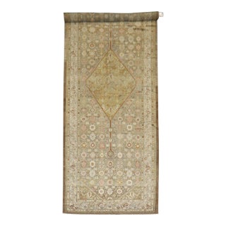 Camel Soft Green Corridor Size Persian Serab Rug rug no.j4451 For Sale