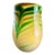 Vintage Studio Art Glass Vase-Green Yellow Swirl-Hand Blown-Murano Style-Modern For Sale
