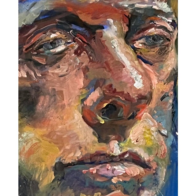 "Portrait of a Man", Original Oil Painting, Abstract Portrait Painting For Sale - Image 4 of 8