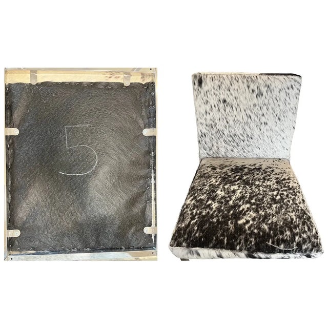 (3) Pairs of Mid-Century Modern Chrome + Cowhide Bar Stools - Custom-Made For Sale - Image 11 of 12