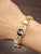 Art Deco 1950s 14k Yellow Gold Slide Charm Omega Gemstone Bracelet Watch For Sale - Image 3 of 16