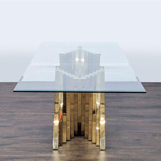 Attributed Willa Arlo Interiors Ammerman Glass Top Dining Table For Sale - Image 4 of 8