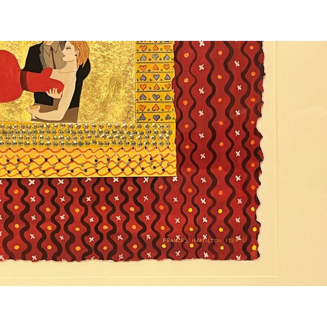 Original Francis Hamilton Gold Leaf Collage Art '2 Rivals' 1980 For Sale - Image 4 of 13