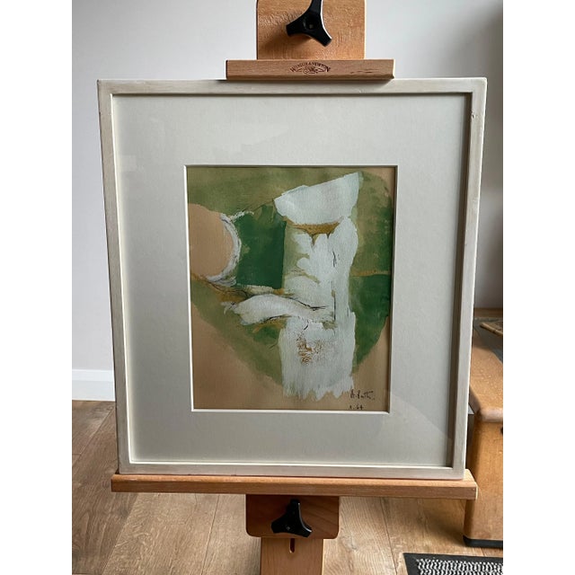 1960s 1960s Abstract Composition Mixed-Media Painting by Adrian Heath, Framed For Sale - Image 5 of 5