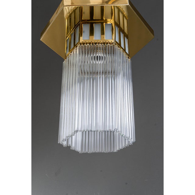 Art Deco Ceiling Lamp in Opal Glass with Glass Sticks, Vienna, Austria, 1920s For Sale - Image 3 of 10