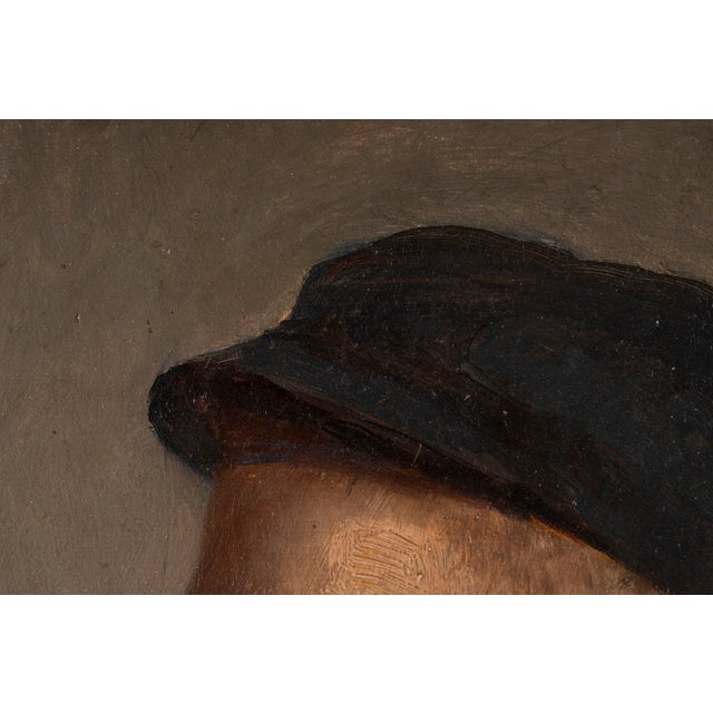 Unknown, Portrait of a Young Boy with Cap and Red Scarf, Oil Painting For Sale - Image 3 of 12