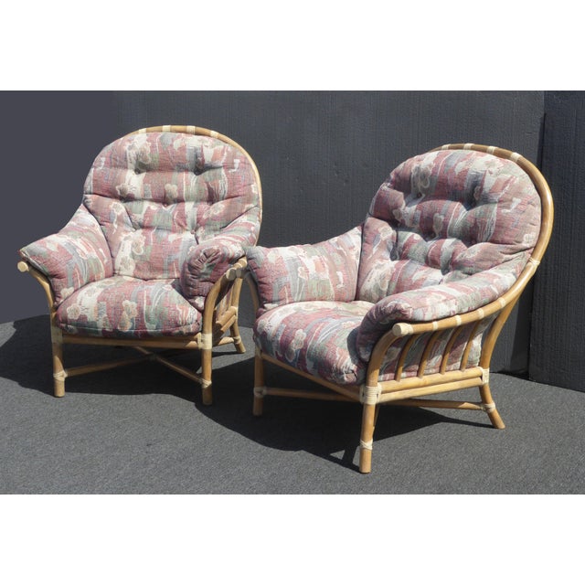 Vintage McGuire Bamboo Rattan Accent Lounge Chairs W ...
