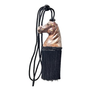 Leather Horse Head Tassel Tie Back Equestrian Decor For Sale
