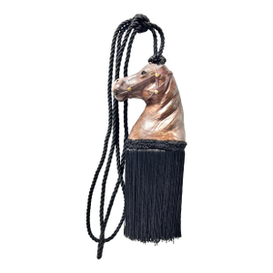 Vintage Leather Horse Head Tassel Tieback – Equestrian Curtain Lamp Decor