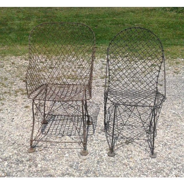 Black Antique Victorian Style Wire Chairs - Set of 2 For Sale - Image 8 of 12