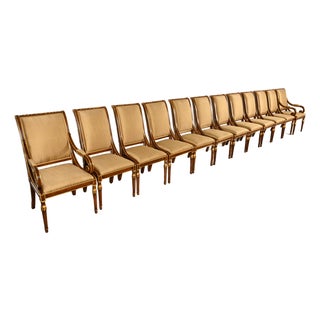 Karges French Regency Louis XVI Carved Walnut and Gold Gilt Dining Chairs | Set of Twelve For Sale