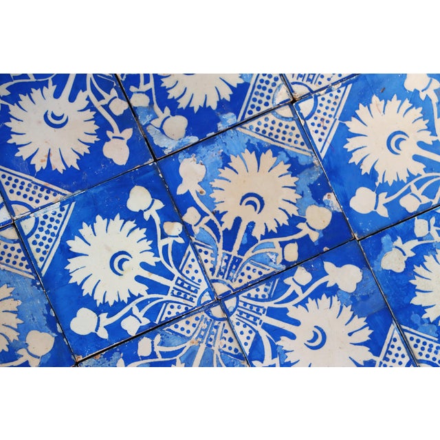 Rare Set of Forty Antique 19th Century Tiles Blue & White Floral Motif For Sale - Image 13 of 18
