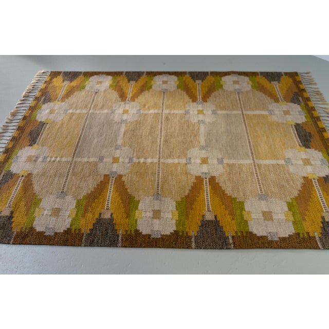 1950s Vintage Swedish Röllakan Wool Rug by Ingegerd Silow for Axeco Svenska AB, 1950s For Sale - Image 5 of 18