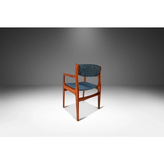 Mid-Century Modern Danish Modern Desk / Arm Chair in Solid Teak and New Upholstery by Benny Linden Designs, C. 1970s For Sale - Image 3 of 12