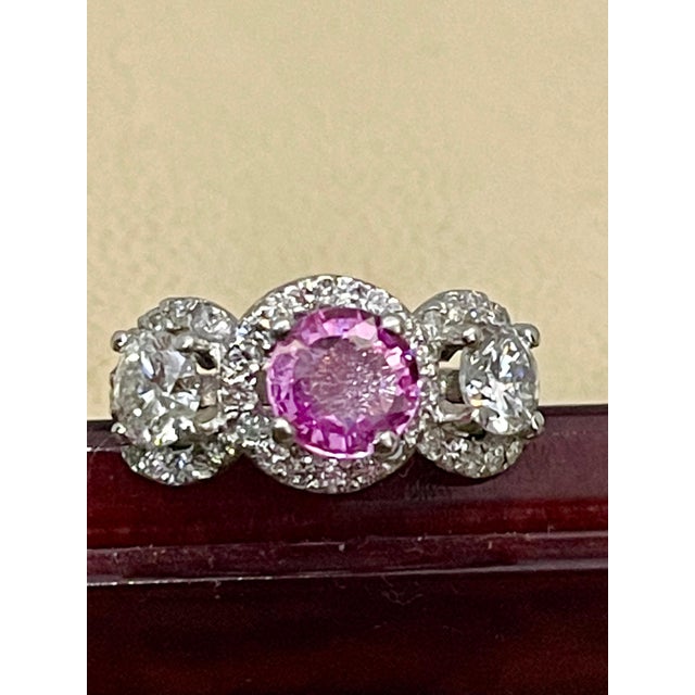 1 Ct Round Pink Sapphire & 1.5 Ct Diamond 18 Karat White Gold Ring, Estate For Sale - Image 18 of 18