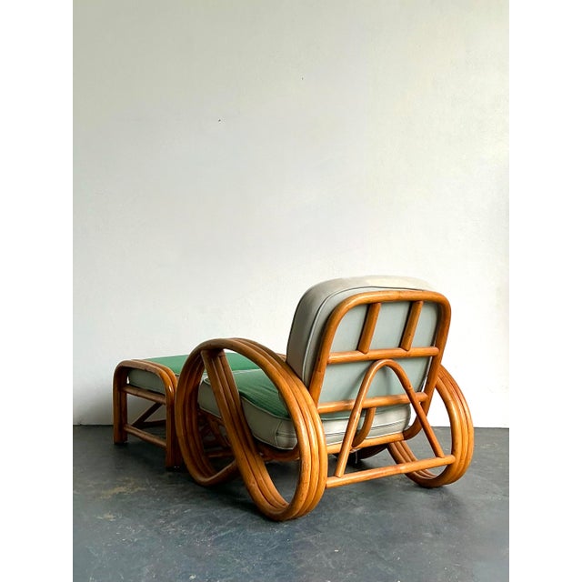 Vintage 1950s Beverly Hills Rattan Lounge Chairs and Ottoman For Sale In West Palm - Image 6 of 12