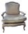 French Provincial Bergère Armchair – Gray Velvet & Painted Wood For Sale