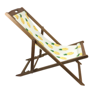 Fun Pineapple Print Teakwood Chaise Lounge