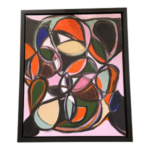 Acrylic on Canvas Abstract Signed Yjr 22" H "Les Oiseaux Du Paradis "